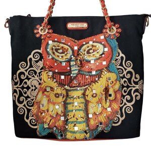 NICOLE Lee USA Rare Embellished Owl Large Crossbody Strap Shoulder Bag Purse